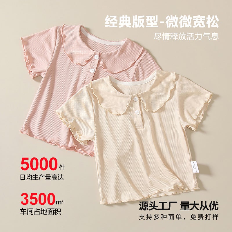 Girls Short-Sleeved T-Shirt Summer Baby 2025 New Style Kidsren's Versatile Tops Baby Girl Bottoming Shirt Summer - Image 2
