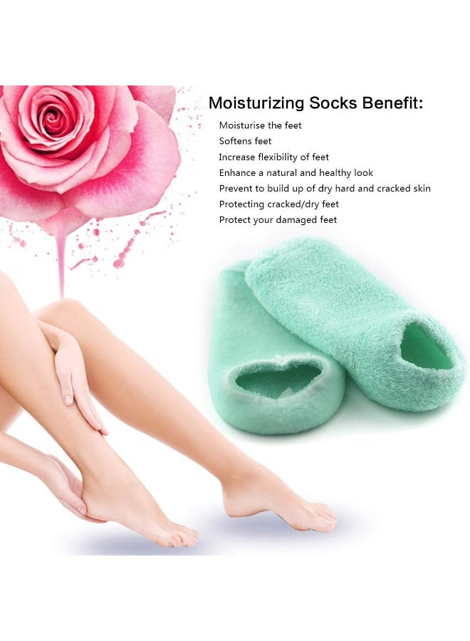 Moisturizing Gel Silicone Socks for Women – Intensive Foot Care for Dry Cracked Feet – Infused with Vitamin E, Jojoba Oil, Olive Oil, Rose Oil – Softening and Healing Cracked Heels – Spa Quality At-Home Foot Care Socks – Reusable Silicone Socks for Women – Self-Care Gift for Mom, Perfect for Mothers Day and Home Spa Treatments – Elastic Size Fits Most Adult Feet - Image 3