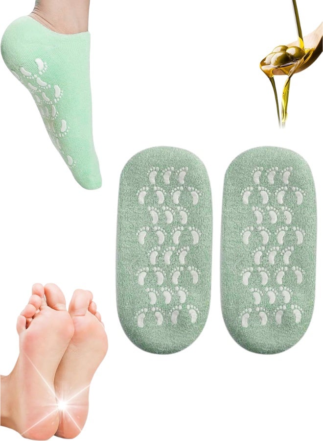 Moisturizing Gel Silicone Socks for Women – Intensive Foot Care for Dry Cracked Feet – Infused with Vitamin E, Jojoba Oil, Olive Oil, Rose Oil – Softening and Healing Cracked Heels – Spa Quality At-Home Foot Care Socks – Reusable Silicone Socks for Women – Self-Care Gift for Mom, Perfect for Mothers Day and Home Spa Treatments – Elastic Size Fits Most Adult Feet - Image 1