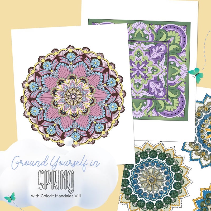 ColorIt Mandalas to Color, Volume VIII Adult Coloring Book 50 Floral and Geometric Mandala Patterns and Designs, Spiral Binding, USA Printed, Lay Flat Hardback Book Cover, Ink Blotter - Image 2