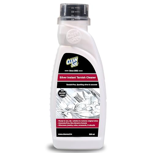 Cleansol Silver Dip Cleaner Liquid – 500 ml | Instant Silver Cleaner & Tarnish Remover for Pooja Items, Utensils & Jewellery | Silver Shine Cleaning Liquid for Silverware & Ornaments - Image 1