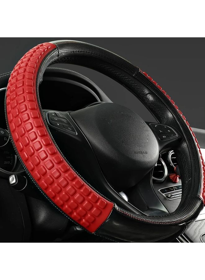 Red Non Slip Steering Wheel Cover 47cm Universal Fit For Cars Trucks SUVs - Image 1