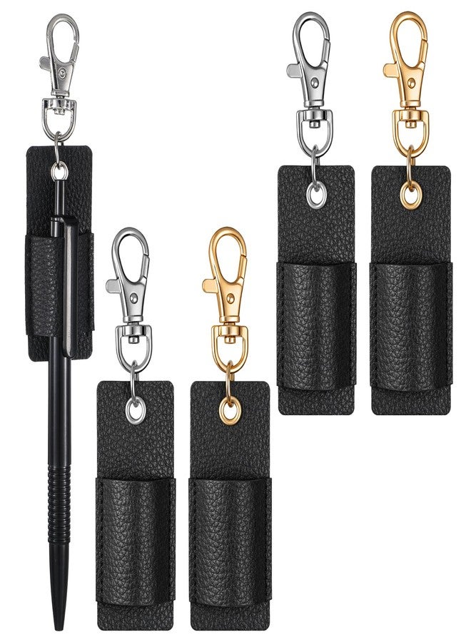 Jeffdad 4 Pcs Lanyard Pen Holder, Leather Neck Pen Holder Keychain Anti-Lost Single Pens Lanyard Badge Portable Pens Holders Clip for Nurse Office Courier Clerk - Image 1
