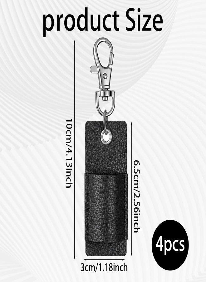 Jeffdad 4 Pcs Lanyard Pen Holder, Leather Neck Pen Holder Keychain Anti-Lost Single Pens Lanyard Badge Portable Pens Holders Clip for Nurse Office Courier Clerk - Image 2