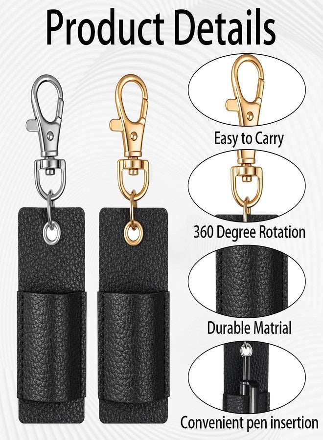 Jeffdad 4 Pcs Lanyard Pen Holder, Leather Neck Pen Holder Keychain Anti-Lost Single Pens Lanyard Badge Portable Pens Holders Clip for Nurse Office Courier Clerk - Image 3