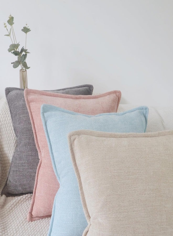 OYIMUA Light Blue 20x20 Chenille Throw Pillow Covers Set of 2 | Farmhouse Decorative Pillowcases for Couch & Bed | Soft Luxury Accent Pillows for Living Room - Image 4