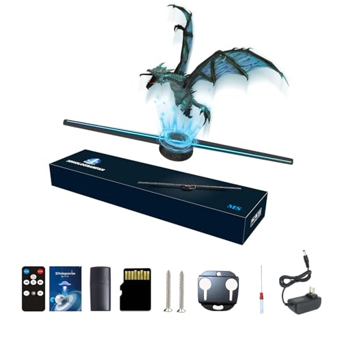 missyou 3DHologramFan, 42CM 3DHologramfan Projector HD LED Holographic Christmas Tree Advertising Display with Remote and Bluetooth and WiFi,1500 Video Library and for Business,Bar,Halloween Missyou 16.5 Inch - Image 1