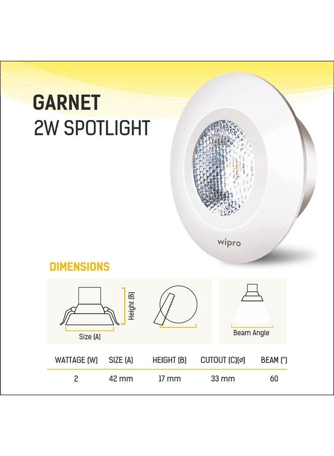 WIPRO سبوتلايت مدمج LED من ويبروا Abs Garnet 2W | أبيض دافئ (2700K) | تصميم مدمج للخزائن ودواليب الملابس | عبوة من 1 - Image 3