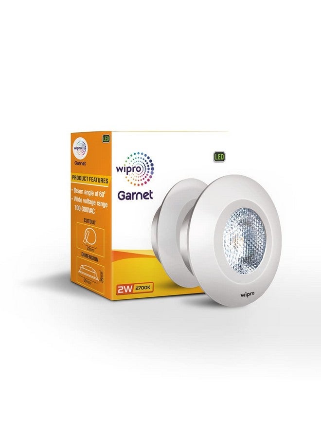 WIPRO سبوتلايت مدمج LED من ويبروا Abs Garnet 2W | أبيض دافئ (2700K) | تصميم مدمج للخزائن ودواليب الملابس | عبوة من 1 - Image 1