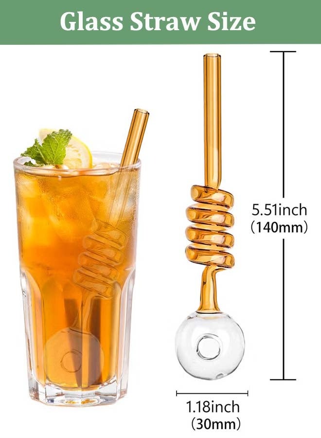 ثمانية فيبيهاوس طقم من 5 قطع من ماصات الشرب الزجاجية الفاخرة المقاومة للحرارة مع فرشاة تنظيف مصاص عصير زجاج،مصاصة شرب زجاجية  شفاطة زجاجية مصاصة زجاج قابلة لإعادة الاستخدام ماصات شرب زجاجية قابلة لإعادة الاستخدام لشرب المشروبات والقهوة مصاصة زجاجية شفاطة شرب زجاجية مصاص زجاجي (ألوان عشوائية) - Image 2