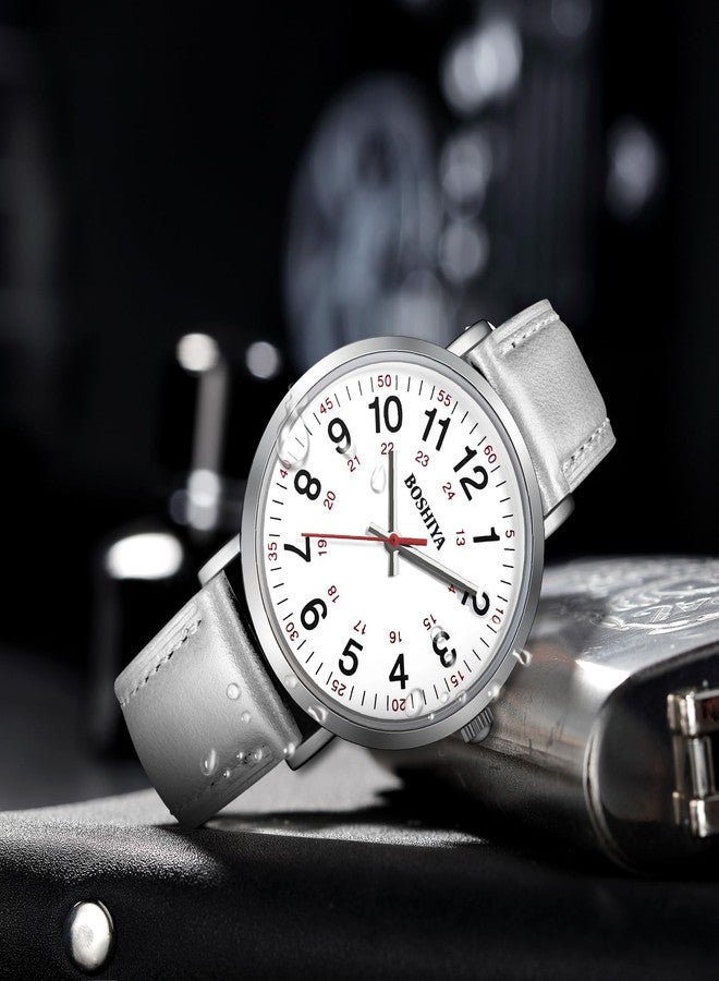 BOSHIYA Women's Easy Reader 36mm Watch Leather Band Watchs （White）, Leather-White 56, Women's watch - Image 3