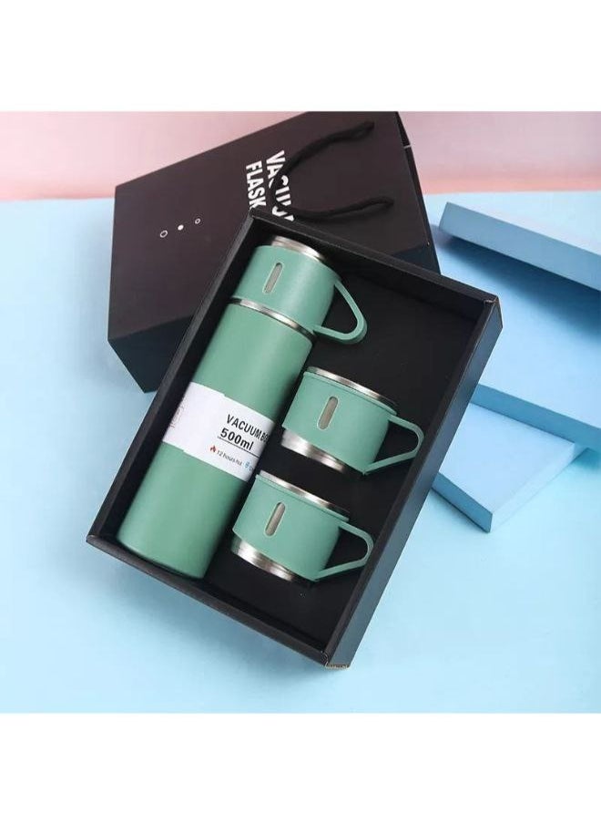Generic Thermal Flask with 3 Stainless Steel Cups – High Quality & Practical Design  A 500ml flask made of 304 food-grade stainless steel, keeping beverages hot or cold for 6 to 8 hours. Comes with 3 stainless steel cups in a stylish box, making it perfect for daily use or as a special gift  - Image 2