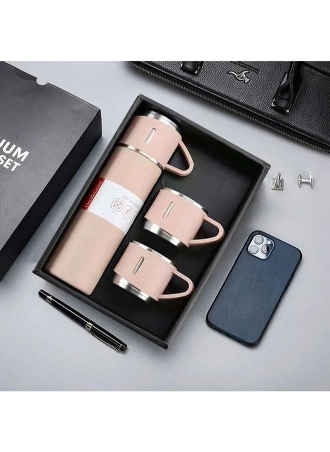 Generic Thermal Flask with 3 Stainless Steel Cups – High Quality & Practical Design  A 500ml flask made of 304 food-grade stainless steel, keeping beverages hot or cold for 6 to 8 hours. Comes with 3 stainless steel cups in a stylish box, making it perfect for daily use or as a special gift  - Image 4