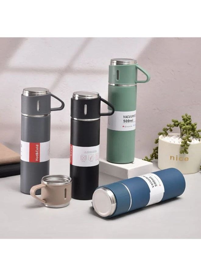 Generic Thermal Flask with 3 Stainless Steel Cups – High Quality & Practical Design  A 500ml flask made of 304 food-grade stainless steel, keeping beverages hot or cold for 6 to 8 hours. Comes with 3 stainless steel cups in a stylish box, making it perfect for daily use or as a special gift  - Image 5