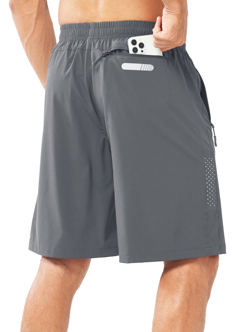 NORTHYARD Men's Athletic Running Shorts Gym Workout Shorts 7"/ 9"/ 5" Quick Dry Lightweight Sports Basketball Exercise Tennis Exercise SMOKEGREY-9inch L - Image 2