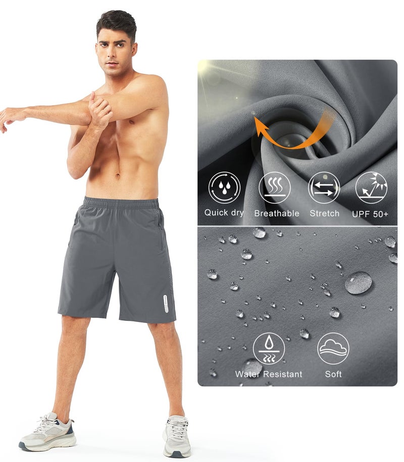 NORTHYARD Men's Athletic Running Shorts Gym Workout Shorts 7"/ 9"/ 5" Quick Dry Lightweight Sports Basketball Exercise Tennis Exercise SMOKEGREY-9inch L - Image 4