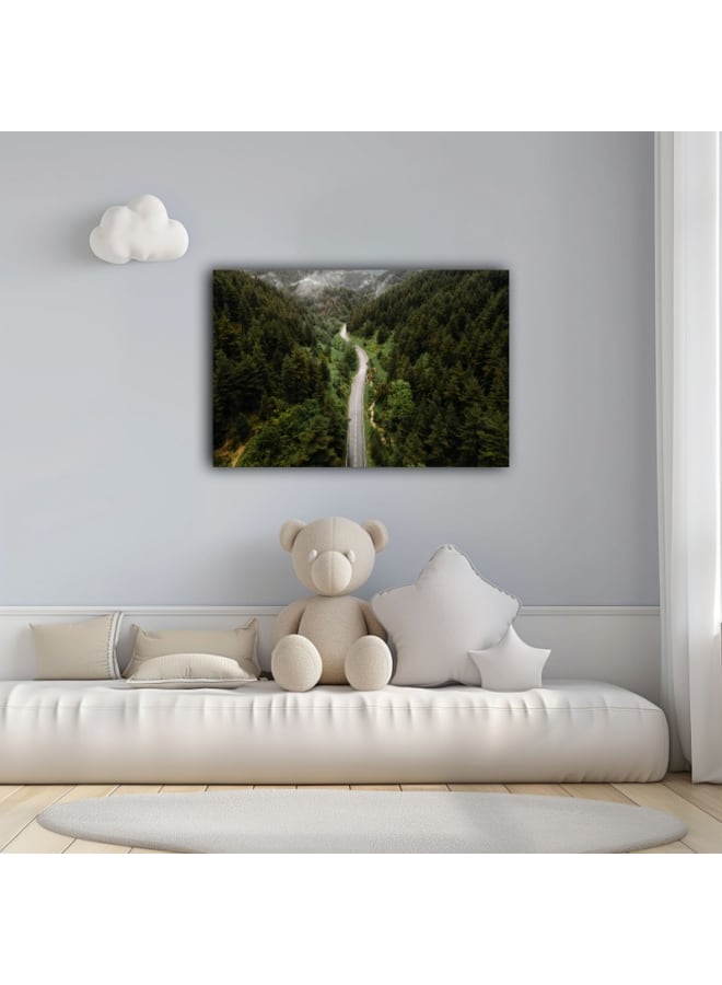 Home Gallery Canvas Wall Art Print Road through the misty forest - Image 2