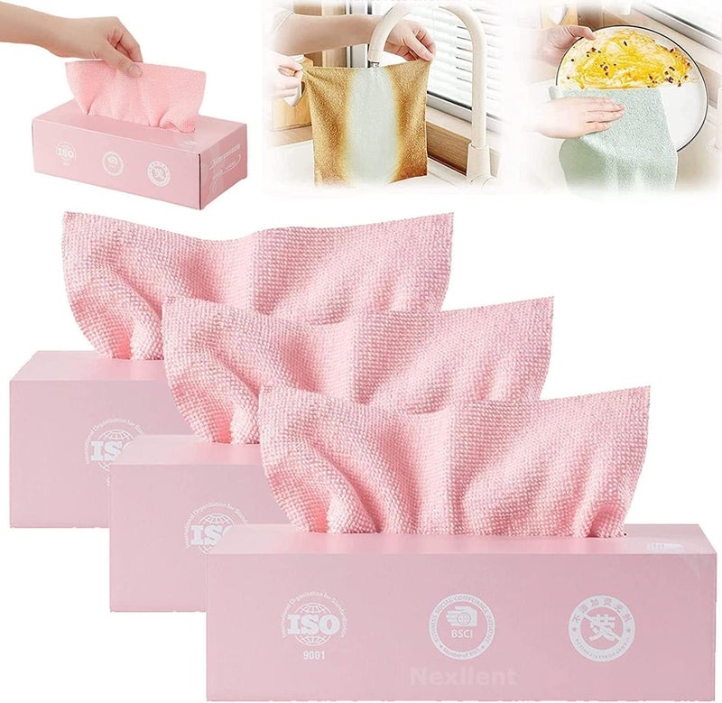 PRETOX Microfiber Cleaning Cloth 20 PCS Reusable Microfiber Multi Functional Cleaning and Drying Wipes for Home Kitchen Office Strong Absorbent Cleaning Cloth with Dispenser Box Pack of 1 Box