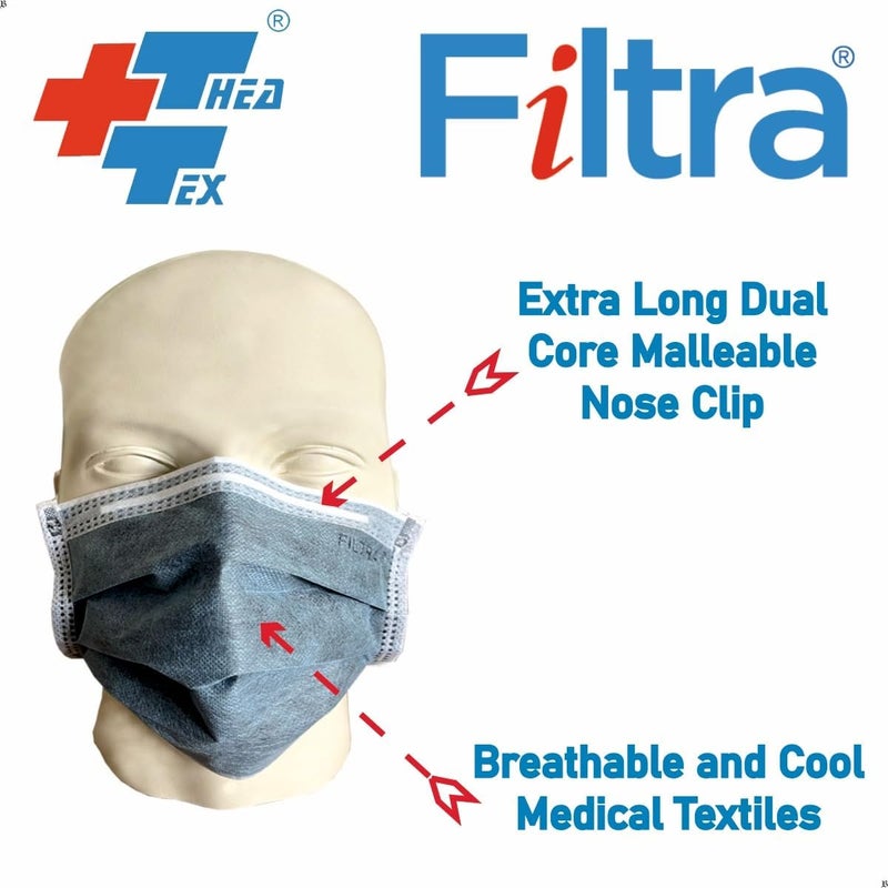 Filtra ® 4-Ply Ear Loop Activated Carbon Mask - High Filtration | Breathable | Adsorbs Smells | Hypoallergenic | Fluid Repellent | Improved & Enhanced Courier Packing - Image 5