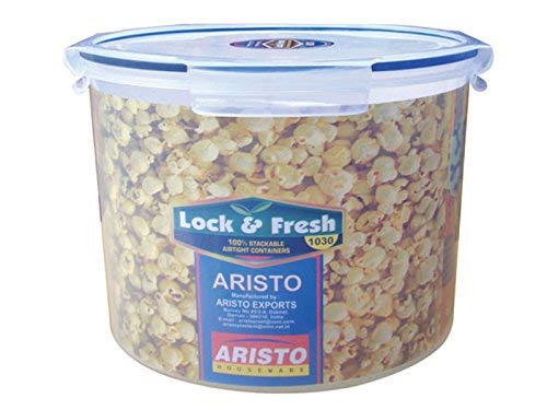 ARISTO Plastic Air Tight Kitchen Container/Box with Dry Storage System, 5000 ml, Clear, (22(D) x 19 CM) - Image 1
