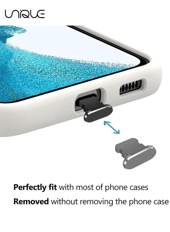 Unique 6 Pack - Anti Dust Plug for iPhone - 3.5mm Headphone Dust Plug - Anti Dust Plug Cover Charging Port Protector Cap with Cleaning Brush - for iPhone 14 Pro Max 13 12 11 AirPods iPad, Compatible with iPhone and AirPods - Compatible with Mobiles and Laptops - All Lightning Port Devices - Black - Image 4