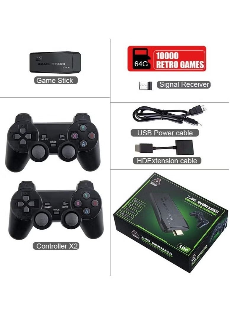 جهاز ألعاب Y3 لايت بدقة عالية الوضوح يمكن توصيله بالتلفزيون مع بطاقة بسعة 64 جيجابايت و10000 لعبة وجهازي تحكم مع عصا وكابل تمديد بدقة عالية الوضوح - Image 1