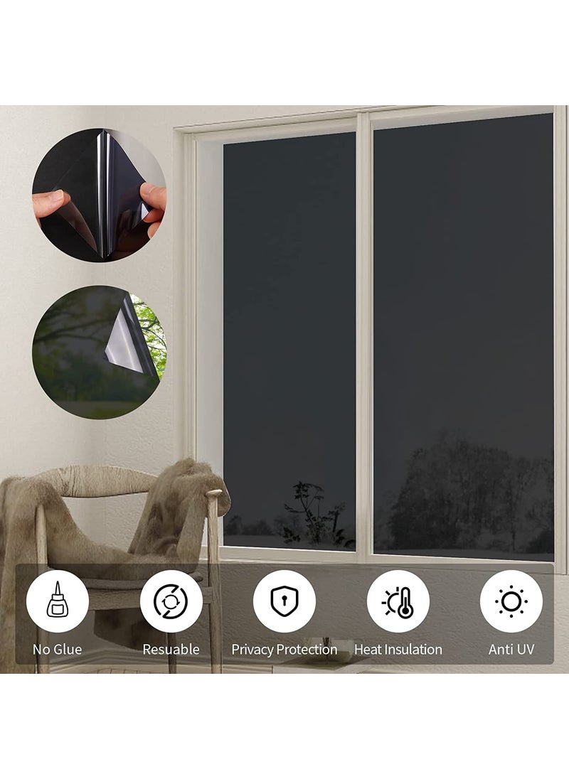 ERATO ERATO Black Window Privacy Vinyl Film One Way Sun Control Window Film for Home Office Privacy 20 x 80 inch Window Black Film  - Image 2