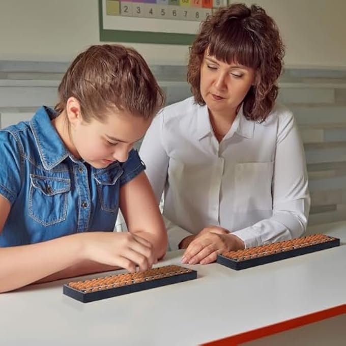 CHILDREN'S ABACUS TOY, 17-LINE EDUCATIONAL MATH TOOL, WOODEN NUMBER PUZZLE, DURABLE PLASTIC CONSTRUCTION, 17 DIGITS ABACUS SOROBAN BEADS COLUMN TRADITIONAL KID SCHOOL MATH LEARNING AIDS-BROWN - Image 4