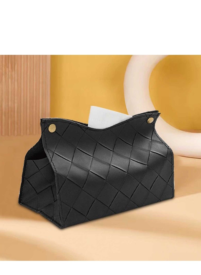 Generic - Leather Tissue Box, Cover Holder Organizer for Bathroom Home Living Room,Bedroom,Kitchen,Vanity Countertop,Office Desk Tissue Box Tissue Cover for Car-Black - Image 1