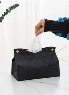Leather Tissue Box, Cover Holder Organizer for Bathroom Home Living Room,Bedroom,Kitchen,Vanity Countertop,Office Desk Tissue Box Tissue Cover for Car-Black
