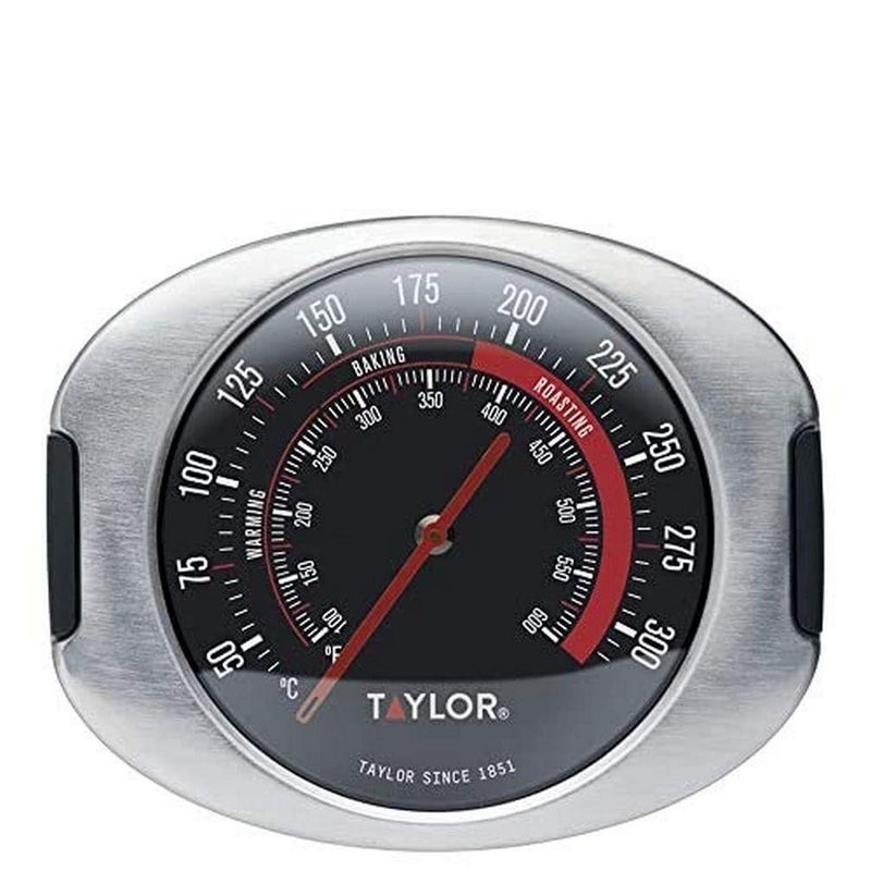Taylor Pro Oven Thermometer Hanging Clip and Stand Easy Grip Stainless Steel 100F to 600F Range