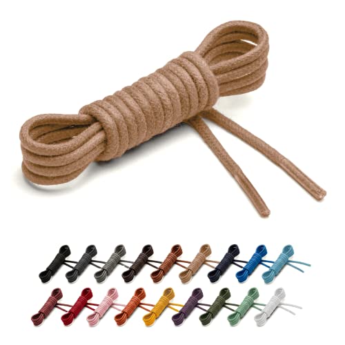 Benchmark Basics Tan 36" Round Waxed Cotton Shoelaces | 2mm (5/64”) Width (36 Inches, Tan) - Image 1