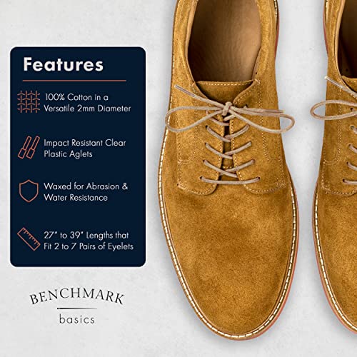 Benchmark Basics Tan 36" Round Waxed Cotton Shoelaces | 2mm (5/64”) Width (36 Inches, Tan) - Image 2