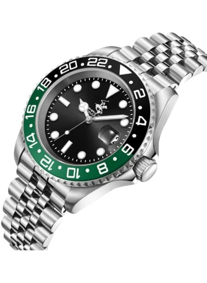 BEVERLY HILLS POLO CLUB Beverly Hills Polo Club BP3641X.350 Men's Analog Display Watch & Metal Strap Silver