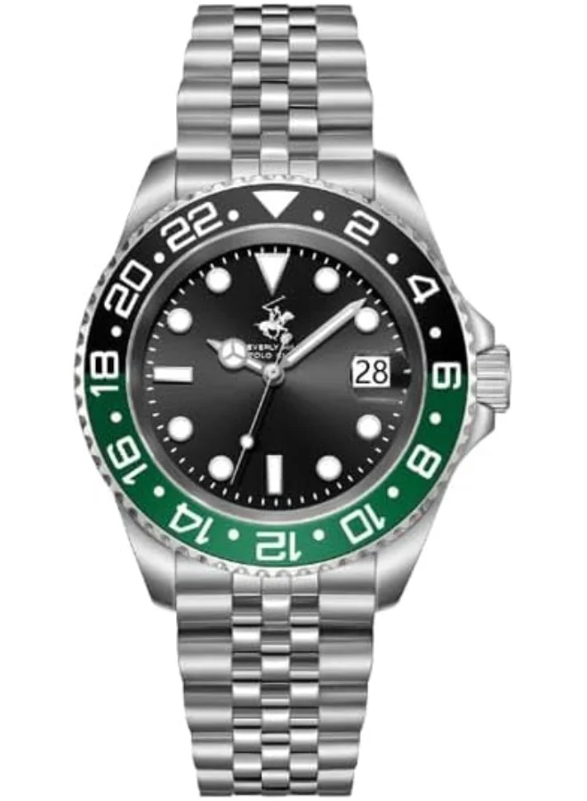 BEVERLY HILLS POLO CLUB Beverly Hills Polo Club BP3641X.350 Men's Analog Display Watch & Metal Strap Silver