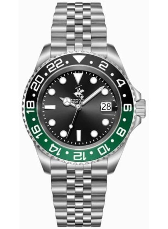 BEVERLY HILLS POLO CLUB Beverly Hills Polo Club BP3641X.350 Men's Analog Display Watch & Metal Strap Silver