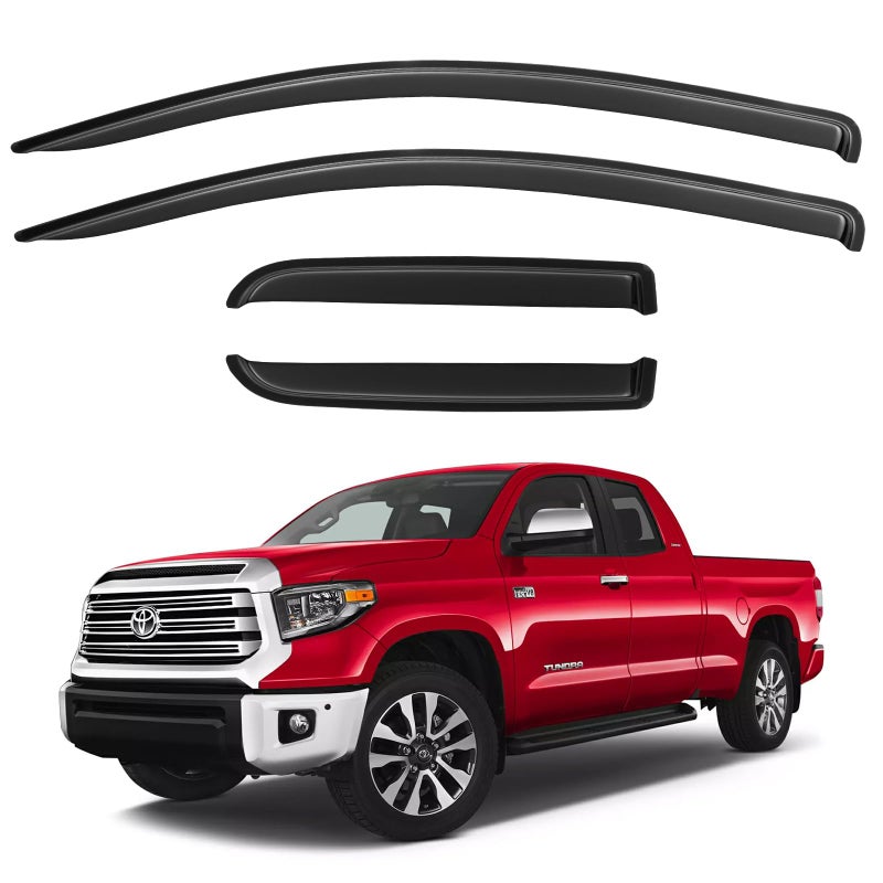 Cxdar Window Rain Guards Visors Shield for 20072021 Toyota Tundra Double Cab OutChannel Window Vent Wind Shades Deflectors for 0721 Tundra Extended Cab