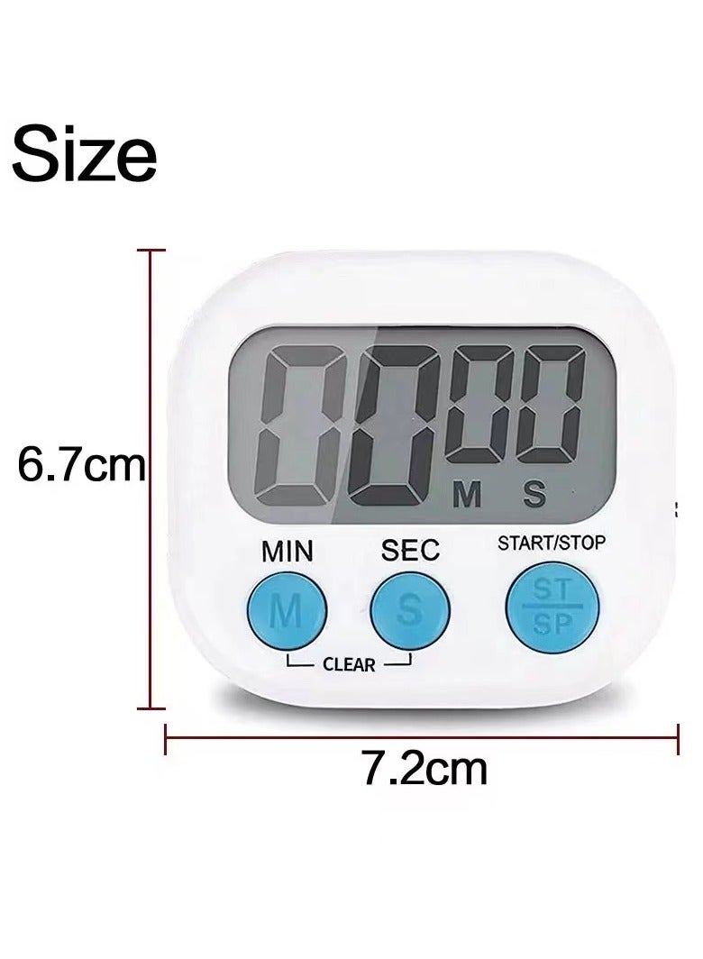 مؤقت مطبخ رقمي مغناطيسي - شاشة كبيرة مع منبه صامت، مساعد مثالي لطهو رمضان (أبيض أنيق) - Image 2