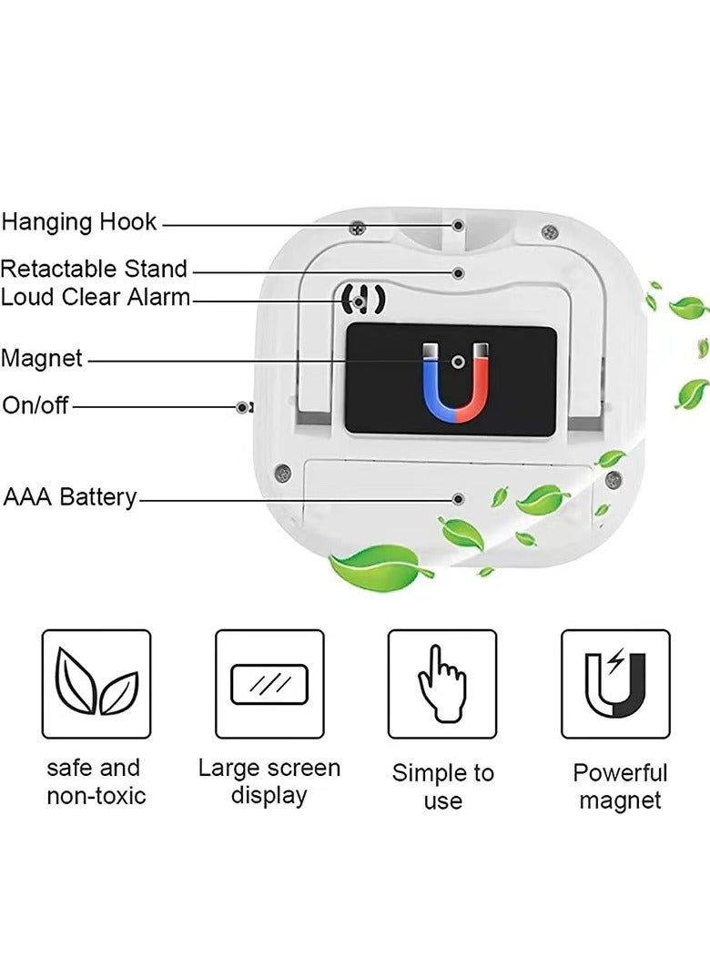 مؤقت مطبخ رقمي مغناطيسي - شاشة كبيرة مع منبه صامت، مساعد مثالي لطهو رمضان (أبيض أنيق) - Image 4