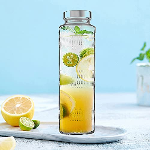 Vency 750ml Glass Water Bottle with Leak-Proof Airtight Stainless Steel Lid for Water, Smoothie, Juices (Set Of 4) - Image 2