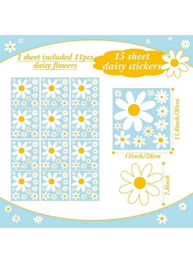 TaoBary 165 قطعة 15 ورقة ملصقات جدارية كبيرة على شكل أقحوان ملصقات جدارية زهرية من الفينيل قابلة للإزالة واللصق ديكور جدار أقحوان لغرف الربيع للأطفال والرضع وغرف اللعب وغرف النوم وغرف المعيشة (لطيف) - Image 2