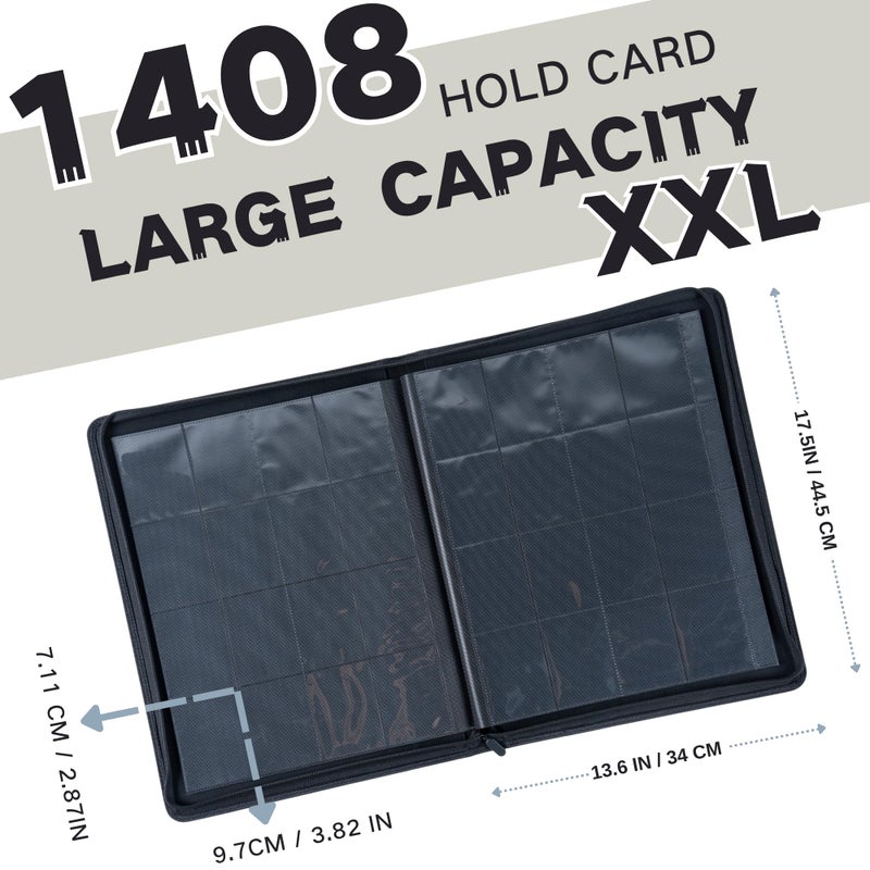 KUOOKING 1408+ Pockets Trading Card Binder, 16-Pocket Card Ablum Compatible with MTG,Sports Cards & Other Standard Size Trading Card (Black) - Image 2