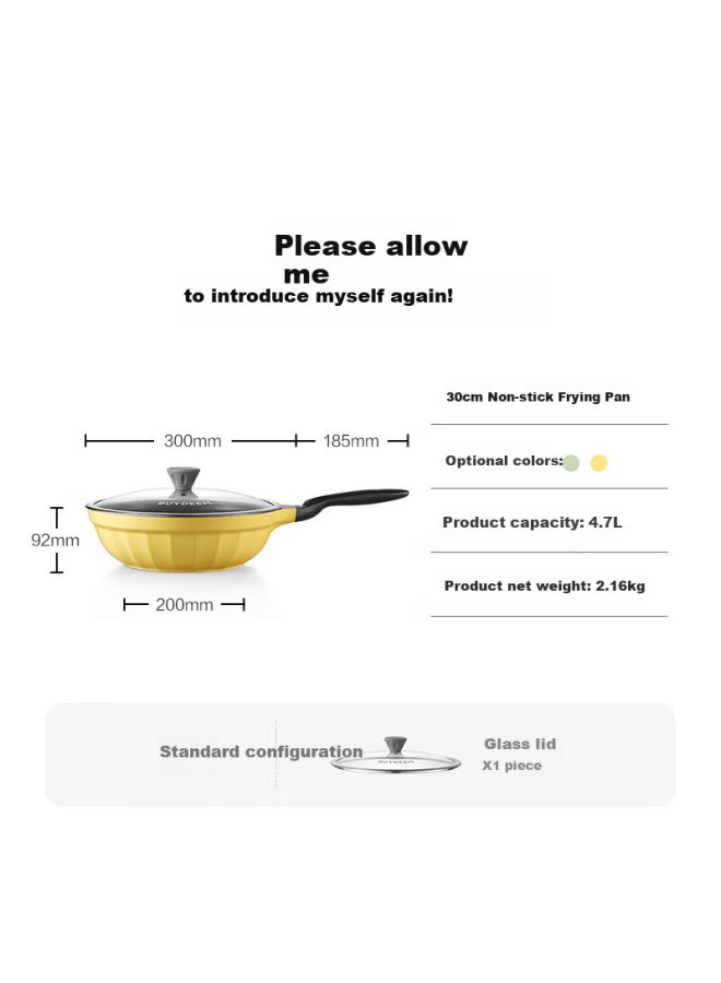 Buydeem 30cm Non-stick Wok, Frying Pan, Flat Bottom Pan, Stir-fry Pan, Light Oil-gathering, Light Green, Compatible With Induction And Gas Stoves - Image 1