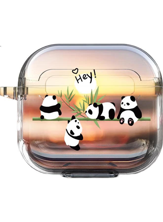 Shell Sister Airpods 4 Protective Case Apple Earphone Protective Case Wireless Bluetooth Earphone Case Anti-Fall Creative Painting High Transparency Shell Stackable Panda - Image 2