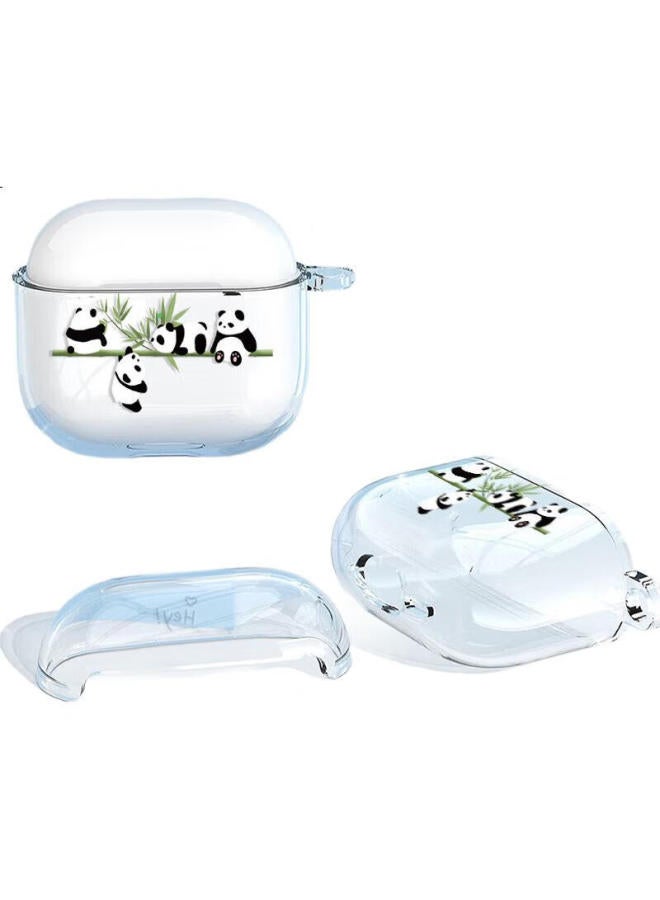 Shell Sister Airpods 4 Protective Case Apple Earphone Protective Case Wireless Bluetooth Earphone Case Anti-Fall Creative Painting High Transparency Shell Stackable Panda - Image 1