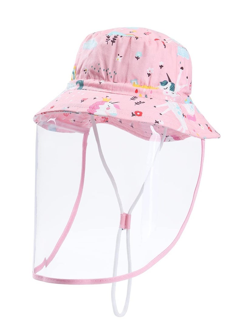 SYOSI - Baby Sun Hat Removable Face Visor Shield Kids Summer Protection Bucket Hats Wide Brim with Adjustable Head Drawstring and Chin Strap - Image 1