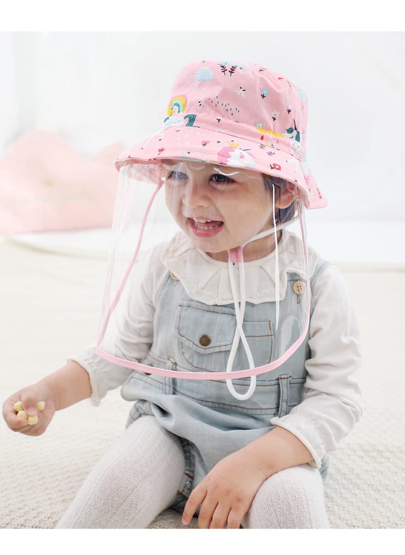 SYOSI - Baby Sun Hat Removable Face Visor Shield Kids Summer Protection Bucket Hats Wide Brim with Adjustable Head Drawstring and Chin Strap - Image 1