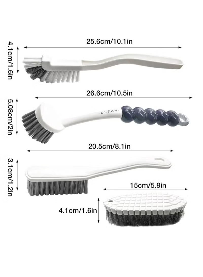 ح واحة طقم فرش تنظيف 4 عبوات، فرشاة تنظيف المطبخ بمقبض، فرشاة تنظيف متعددة الأغراض للأحذية والحمام والبلاط والحمام والبلاط - Image 2