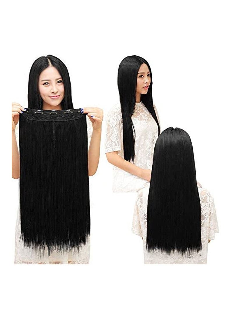 Estelle Eestelle full head one-piece long straight and Body Wave hair extension, with 5 clips, suitable for women and girls (#4B, Straight) - Image 3