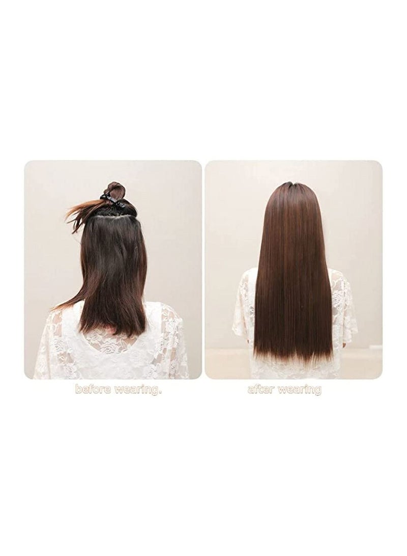 Estelle Eestelle full head one-piece long straight and Body Wave hair extension, with 5 clips, suitable for women and girls (#4B, Straight) - Image 4